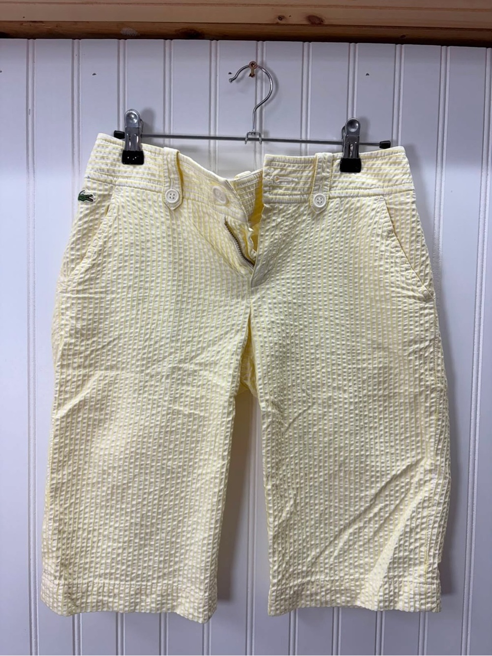 Lacoste Light Yellow Seersucker Bermuda Shorts